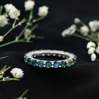 Certified London Blue Topaz Full Eternity Band Ring