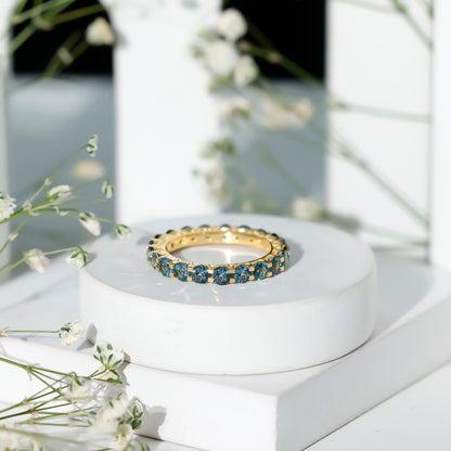 Certified London Blue Topaz Full Eternity Band Ring