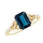Emerald Cut London Blue Topaz Celtic Engagement Ring with Diamond