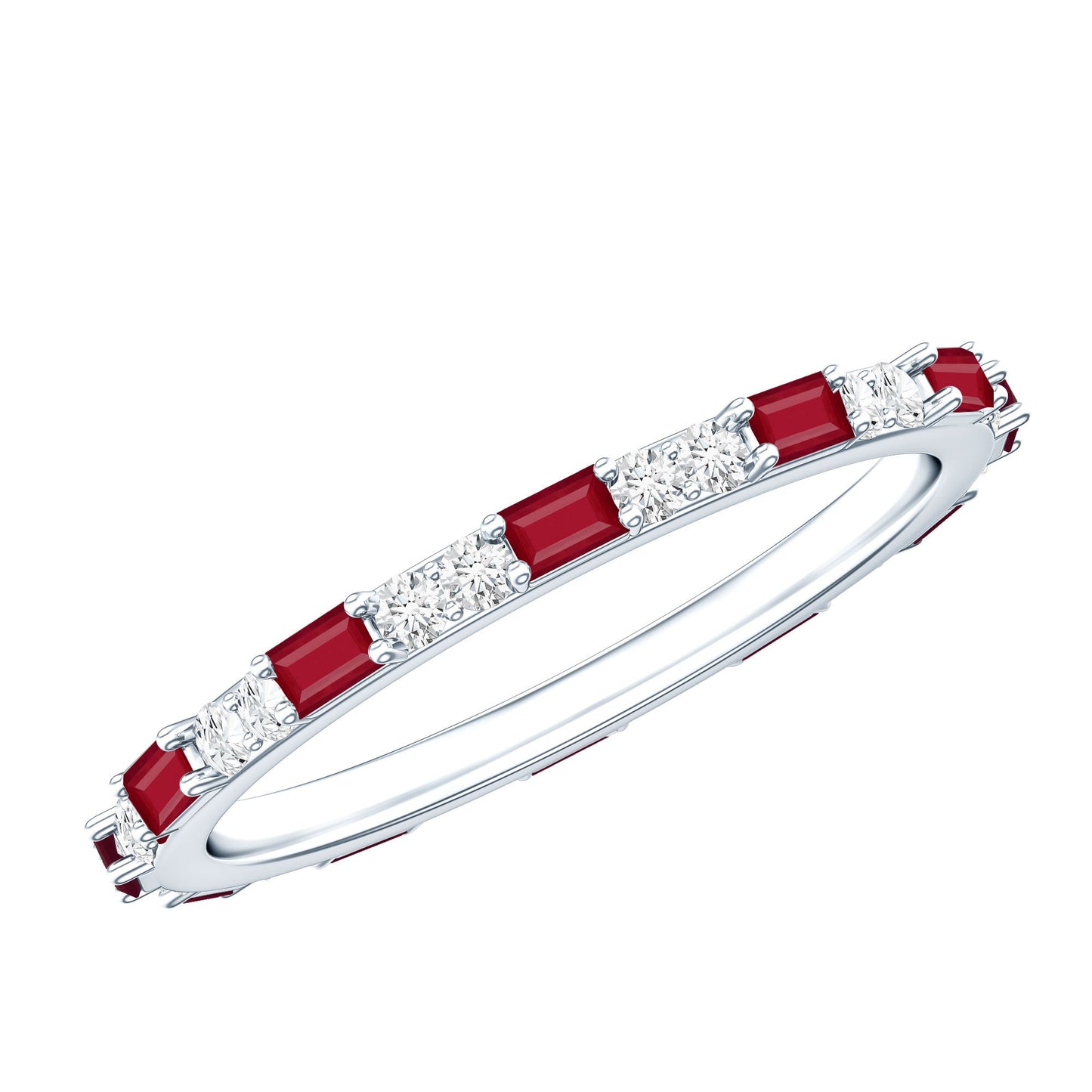 Genuine Baguette Ruby Diamond Eternity Ring for Women