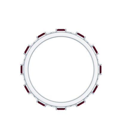 Genuine Baguette Ruby Diamond Eternity Ring for Women