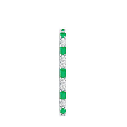 Natural Baguette Emerald Diamond Eternity Ring in East West Style