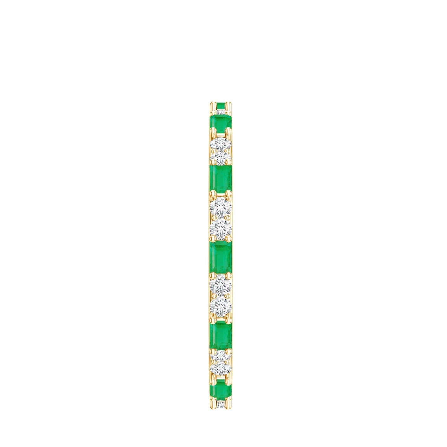 Natural Baguette Emerald Diamond Eternity Ring in East West Style