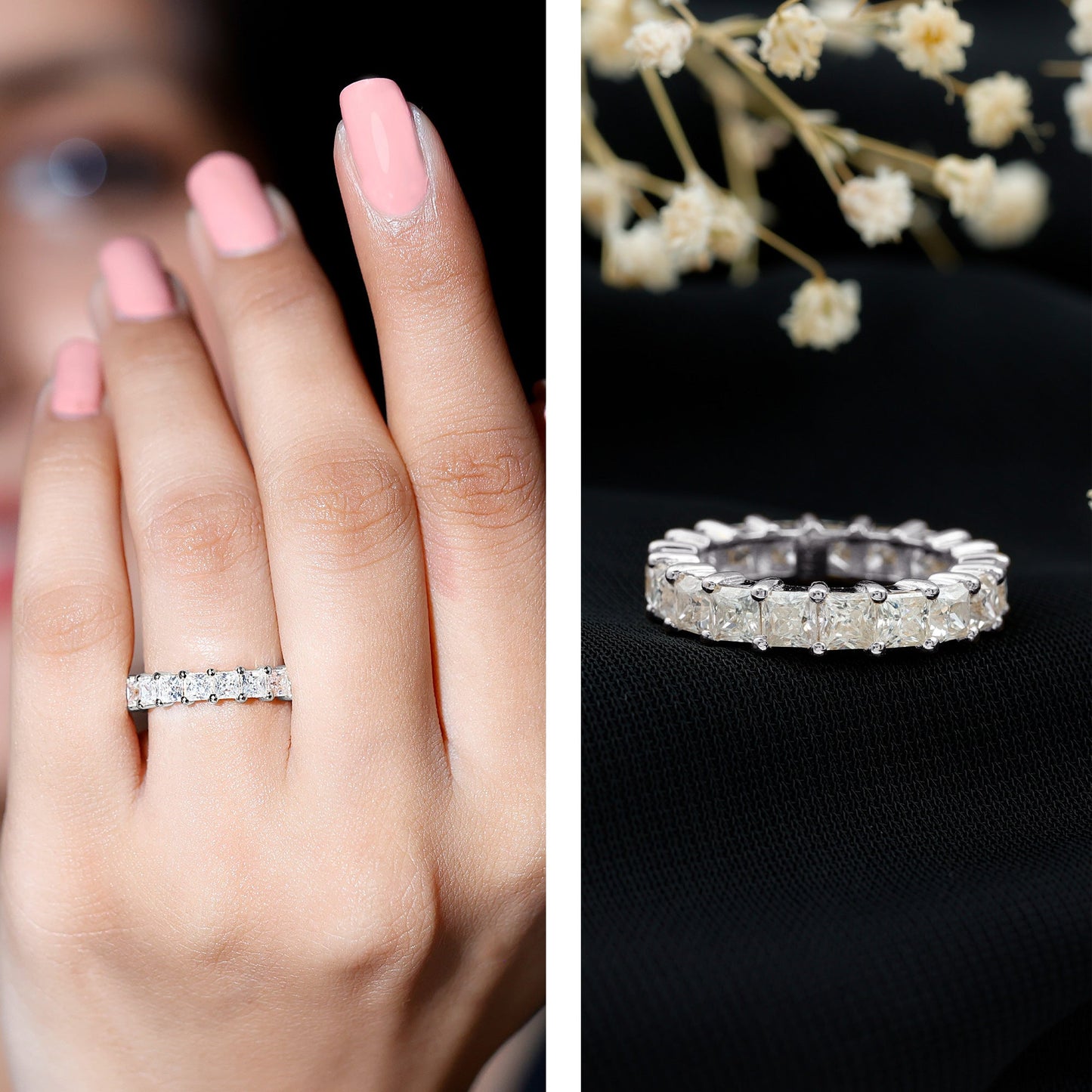 Princess Cut Certified Moissanite Full Eternity Ring