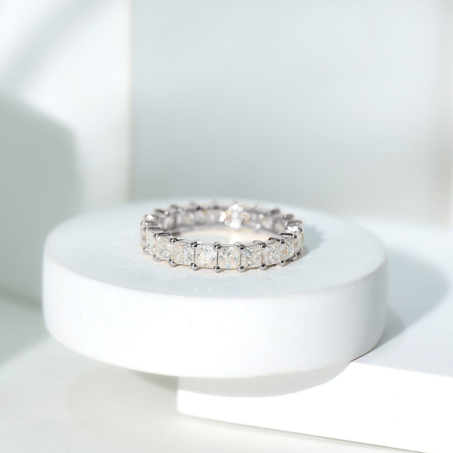 Princess Cut Certified Moissanite Full Eternity Ring