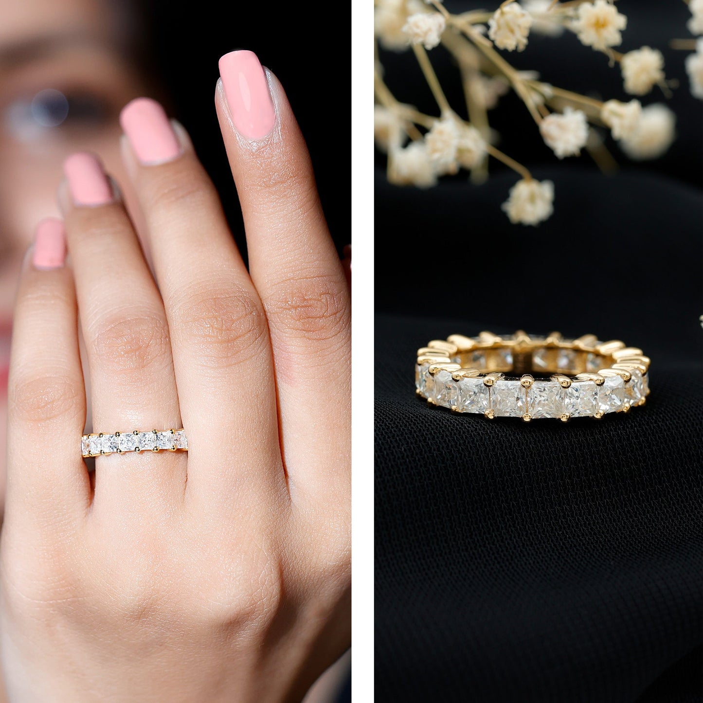Princess Cut Certified Moissanite Full Eternity Ring