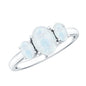 Natural Moonstone Three Stone Oval Engagement Ring