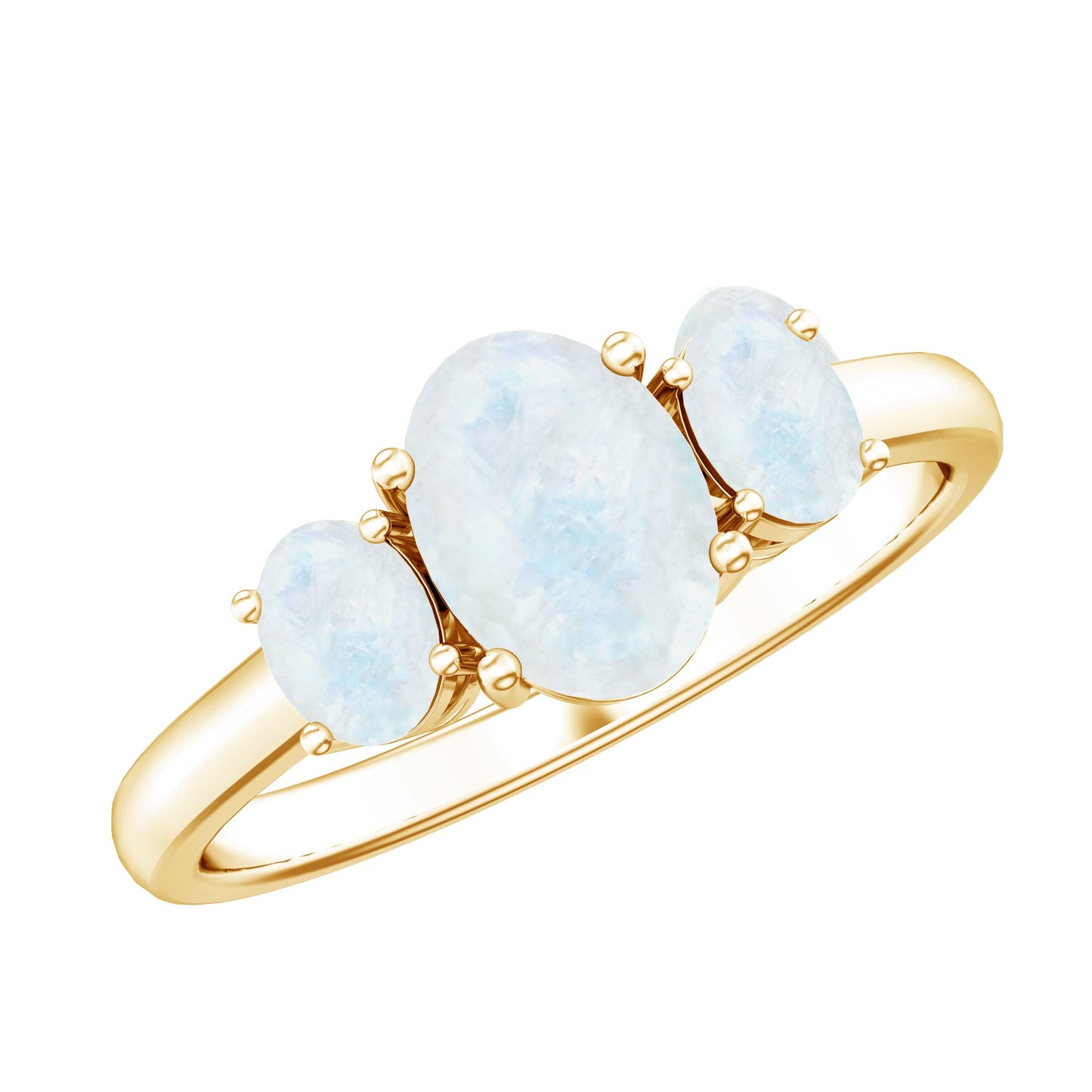 Natural Moonstone Three Stone Oval Engagement Ring
