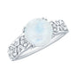 Vintage Style Moonstone and Diamond Flower Engagement Ring