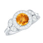 Vintage Style 1.2 Carat Citrine Engagement Ring with Diamond Halo