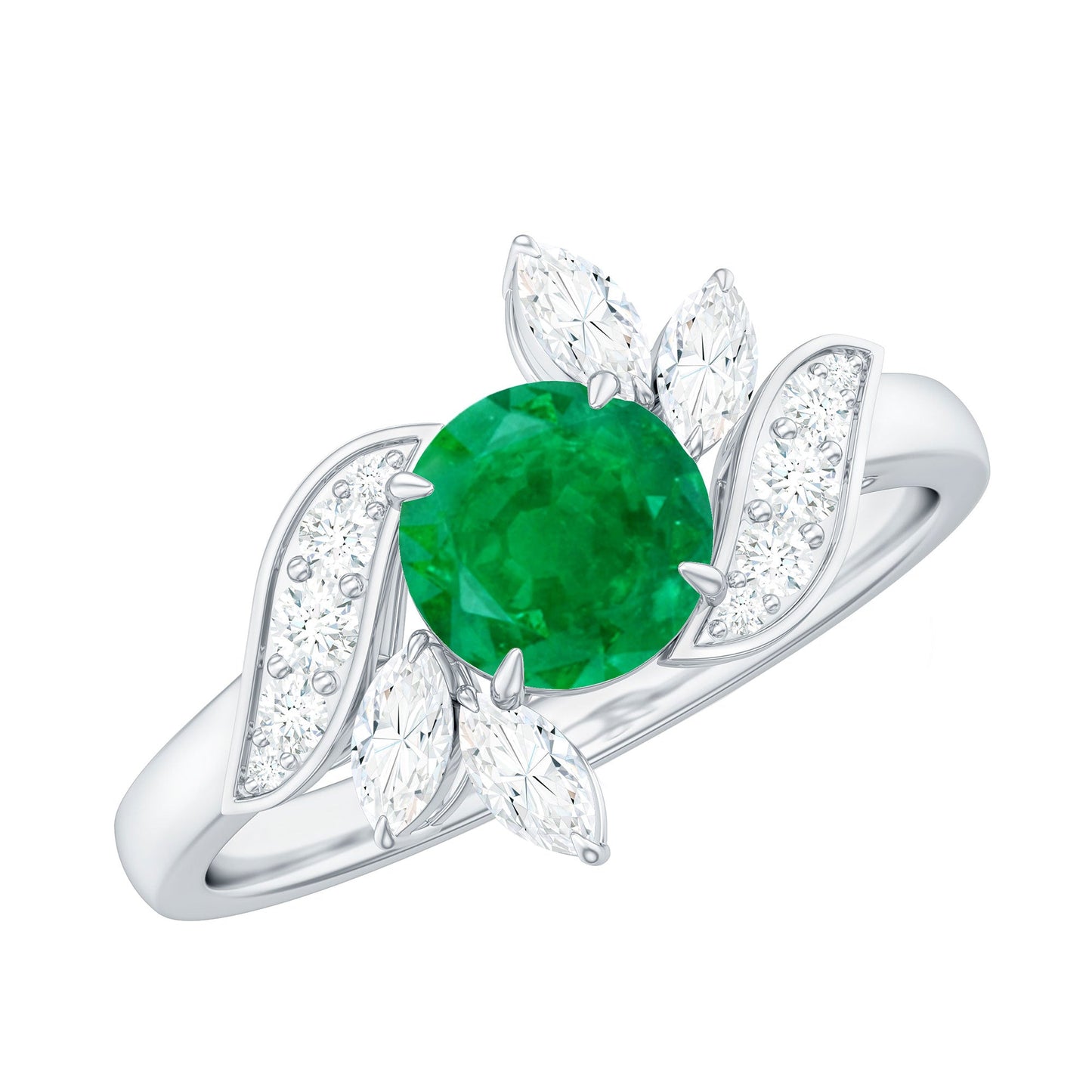 Natural 0.4 Carat Emerald Engagement Ring with Diamond