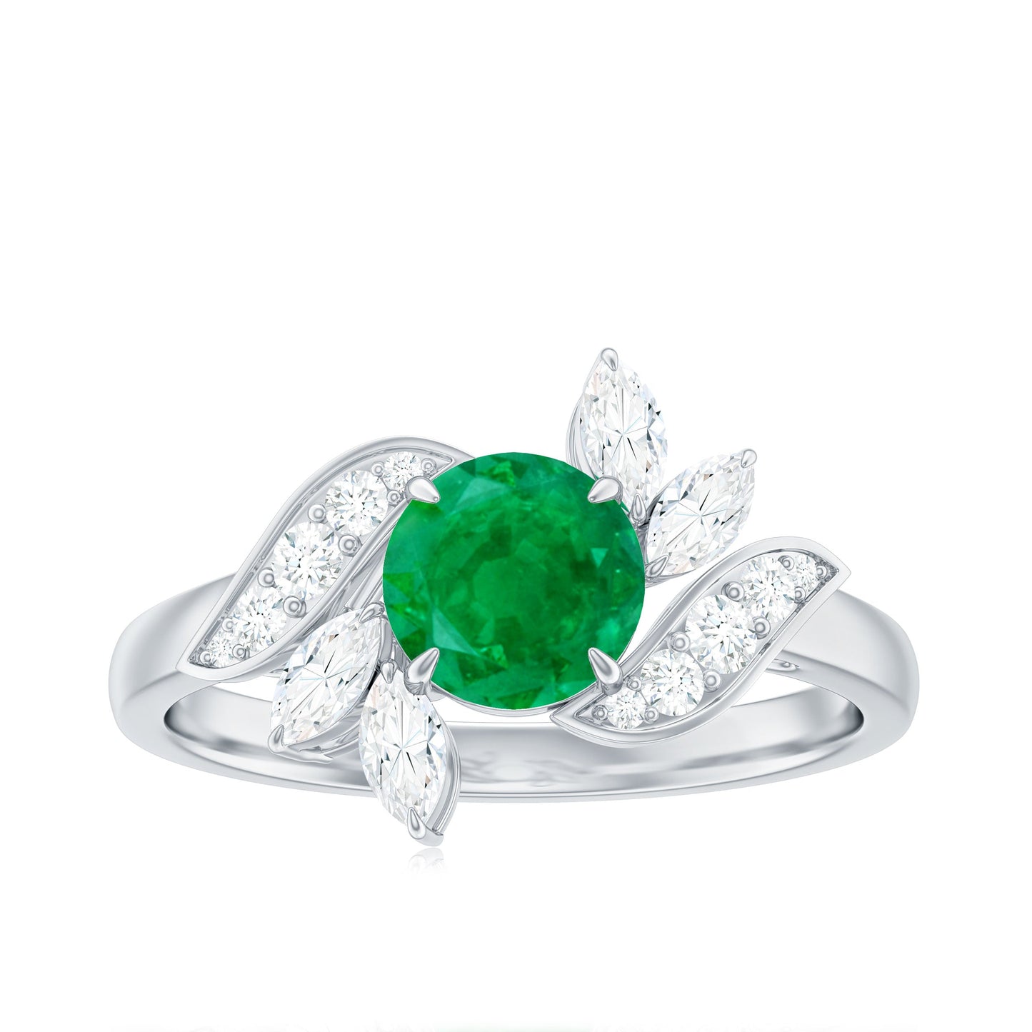 Natural 0.4 Carat Emerald Engagement Ring with Diamond