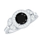 Vintage Style 2 Carat Lab Grown Black Diamond Engagement Ring with Moissanite