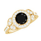 Vintage Style 2 Carat Lab Grown Black Diamond Engagement Ring with Moissanite