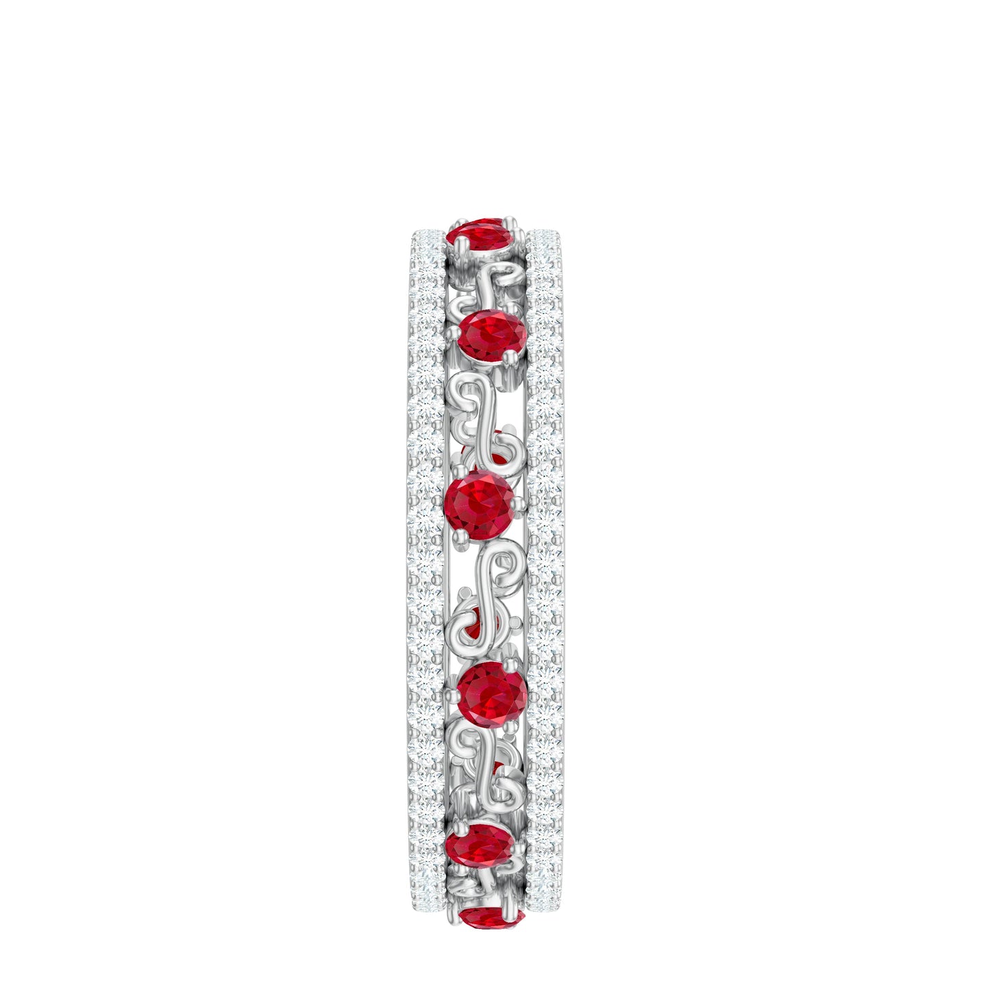 Classic Lab Created Ruby and Moissanite Eternity Wedding Band