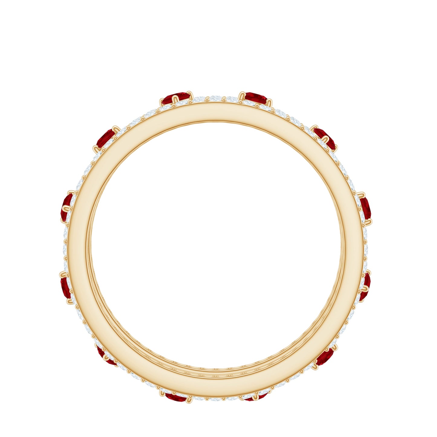 Classic Lab Created Ruby and Moissanite Eternity Wedding Band