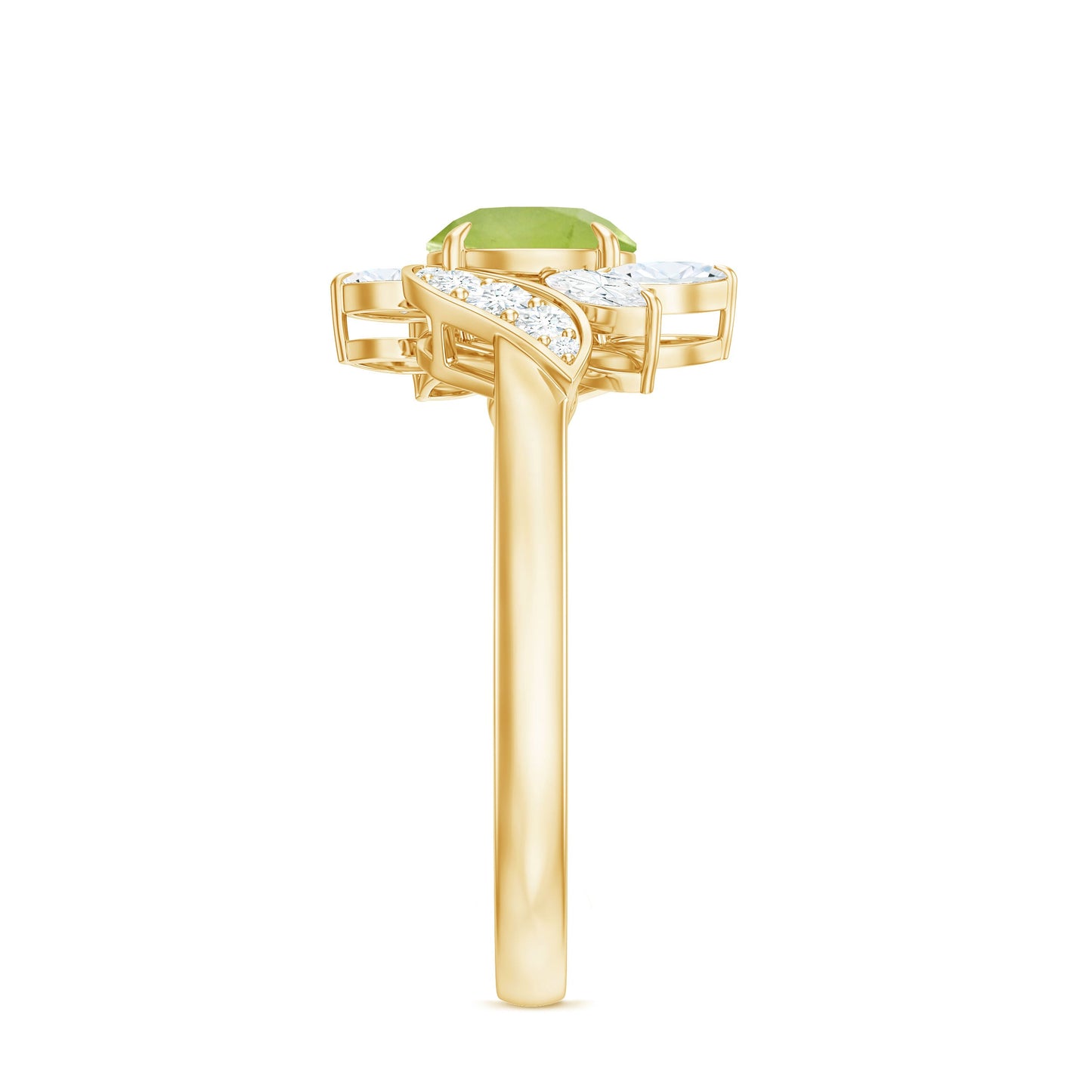 Nature Inspired 2 Carat Peridot Engagement Ring with Diamond