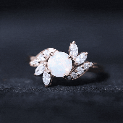 Nature Inspired Ethiopian Opal and Diamond Engagement Ring