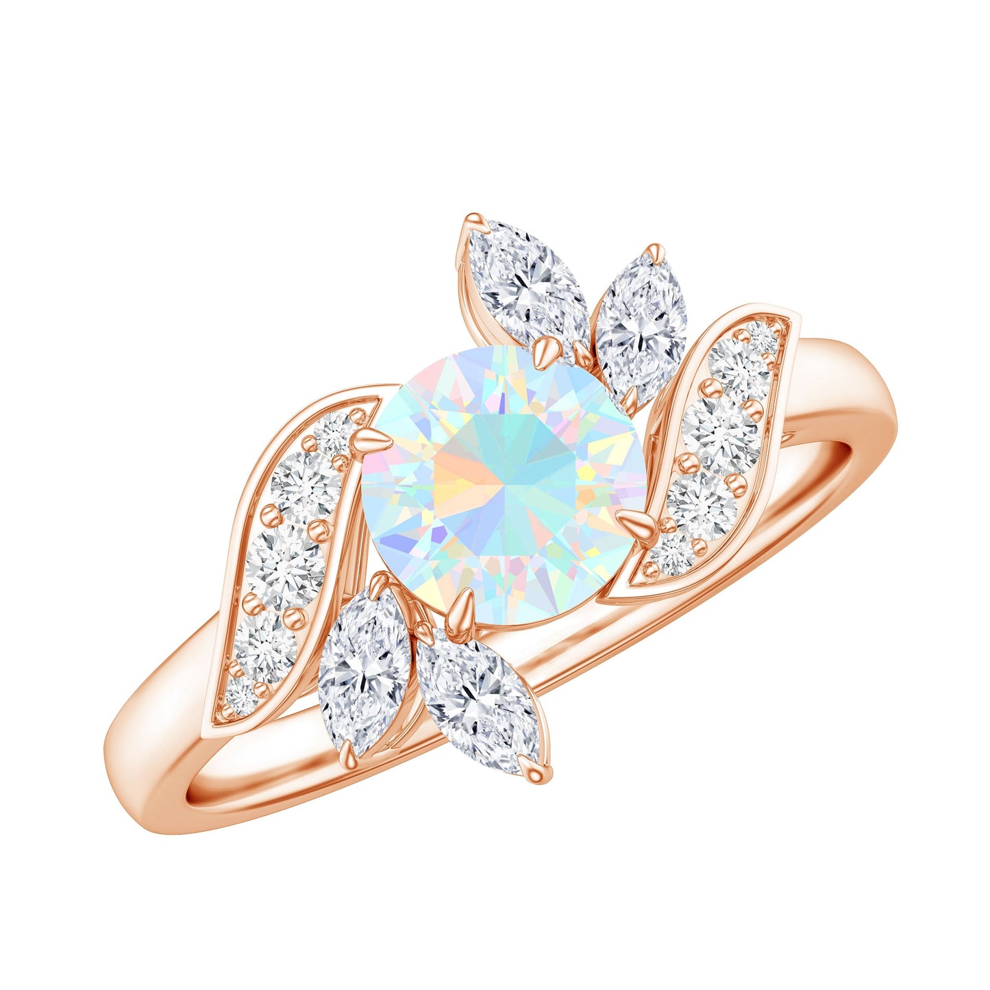 Nature Inspired Ethiopian Opal and Diamond Engagement Ring