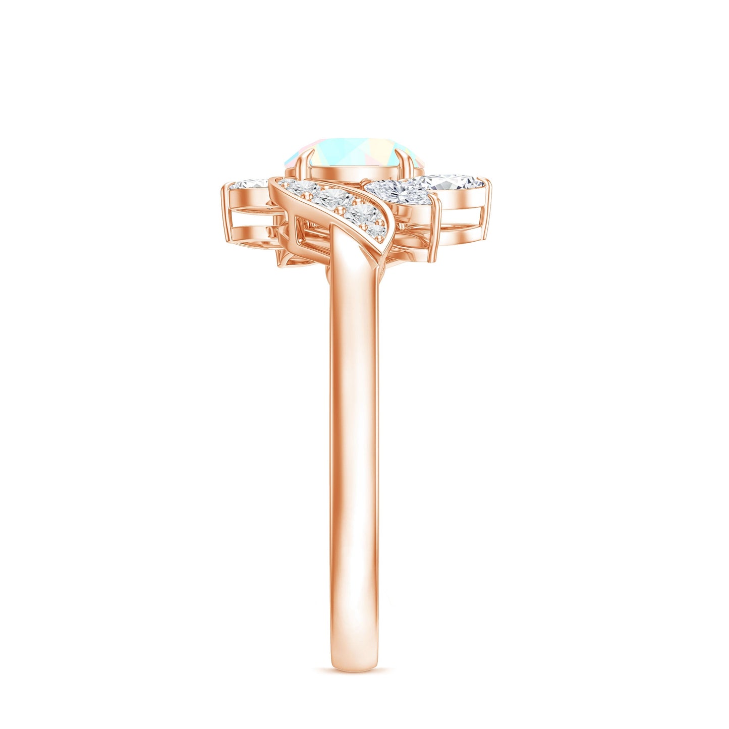Nature Inspired Ethiopian Opal and Diamond Engagement Ring