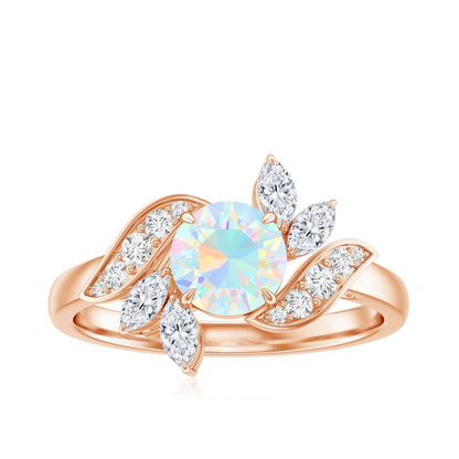 Nature Inspired Ethiopian Opal and Diamond Engagement Ring