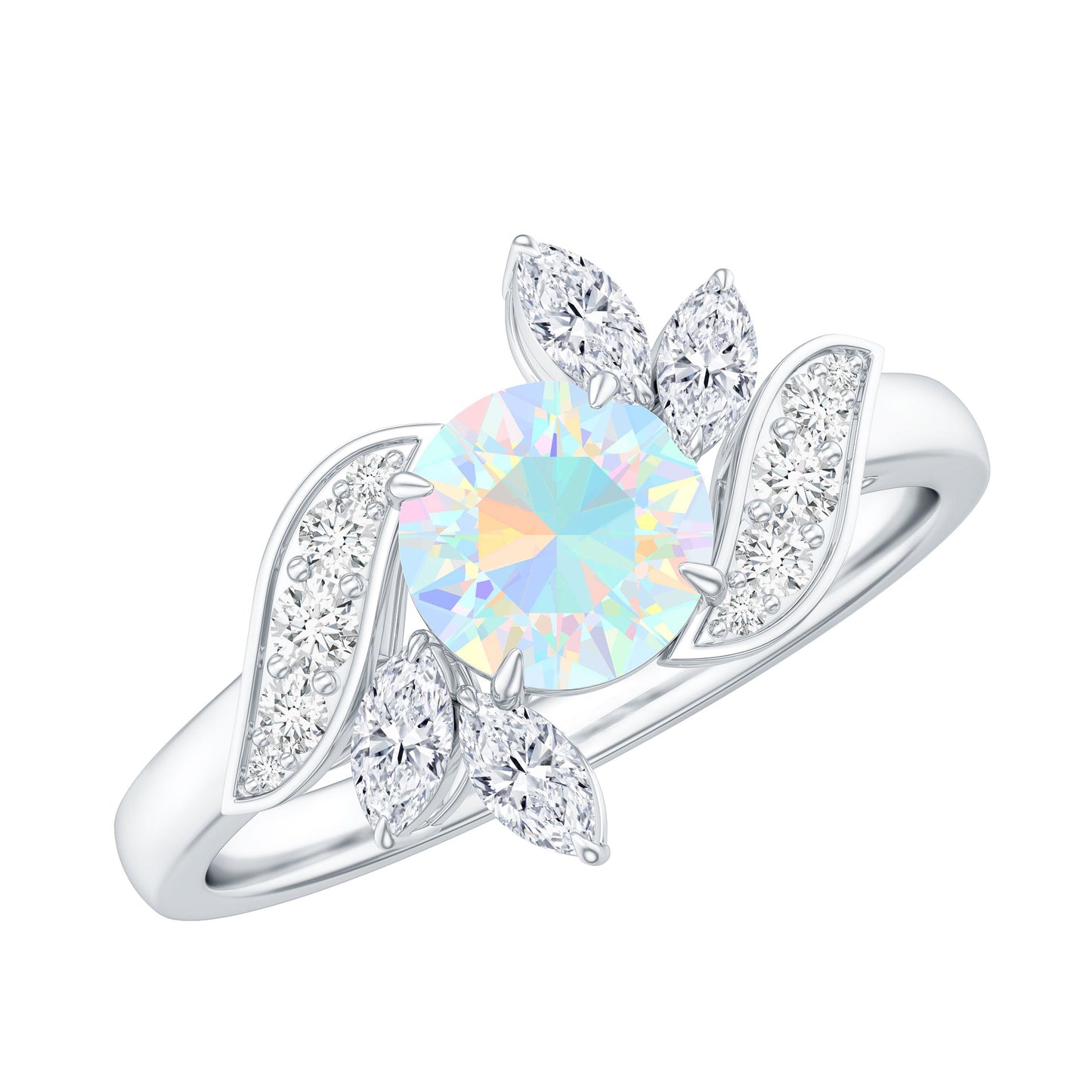 Nature Inspired Ethiopian Opal and Diamond Engagement Ring