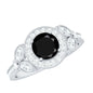 Vintage Looking 1.3 Carat Lab Grown Black Diamond Engagement Ring with White Diamond