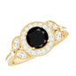 Vintage Looking 1.3 Carat Lab Grown Black Diamond Engagement Ring with White Diamond