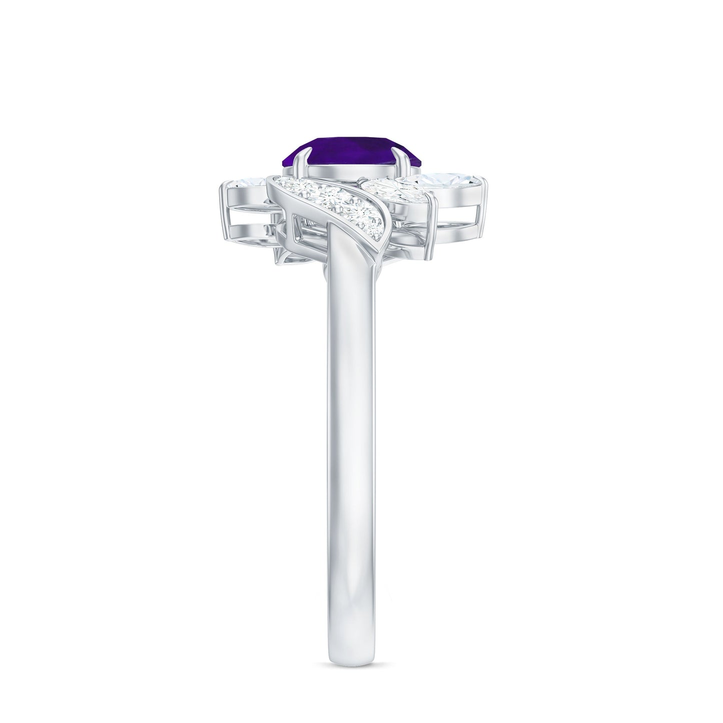 1.2 Carat Nature Inspired Amethyst Engagement Ring with Diamond