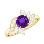 1.2 Carat Nature Inspired Amethyst Engagement Ring with Diamond