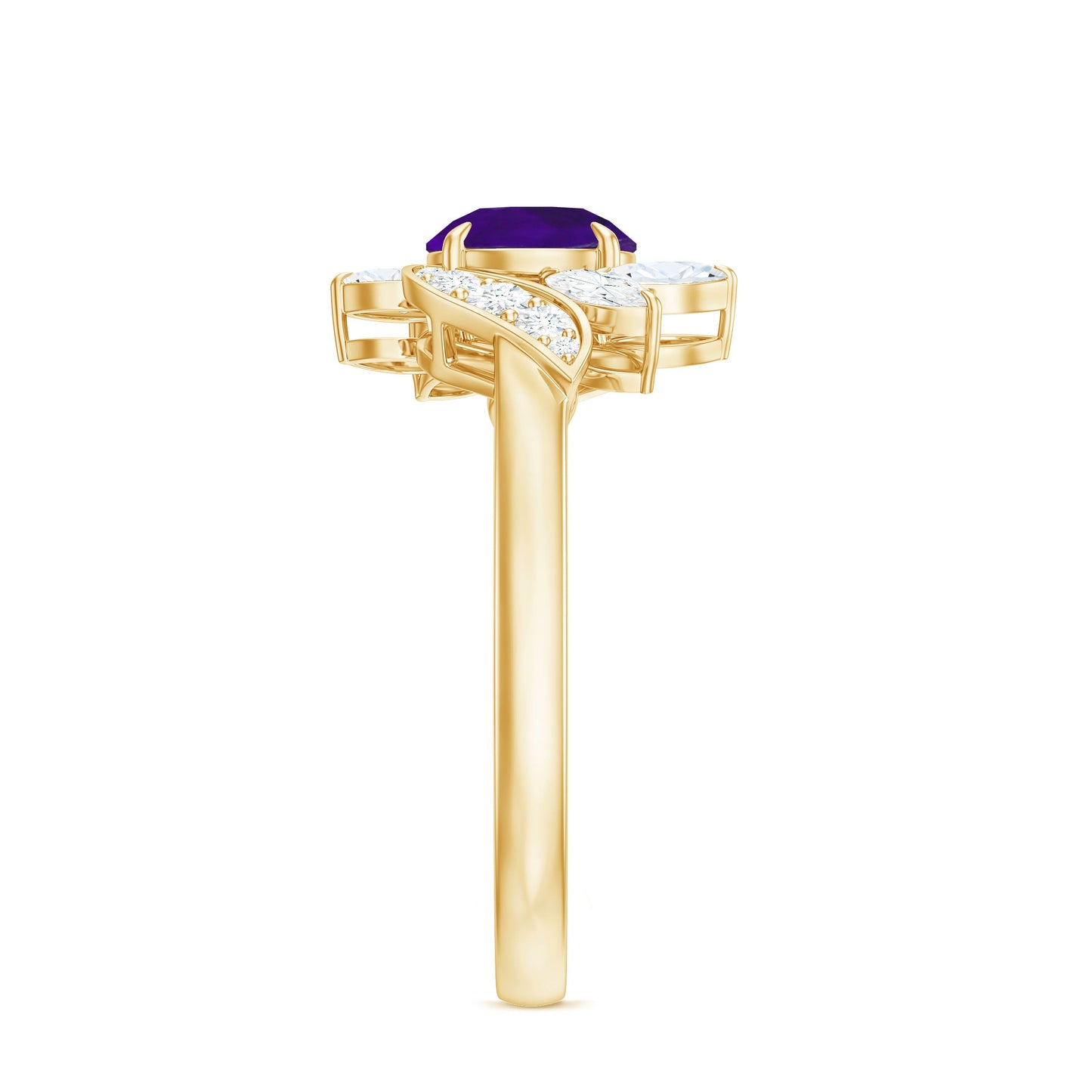 1.2 Carat Nature Inspired Amethyst Engagement Ring with Diamond