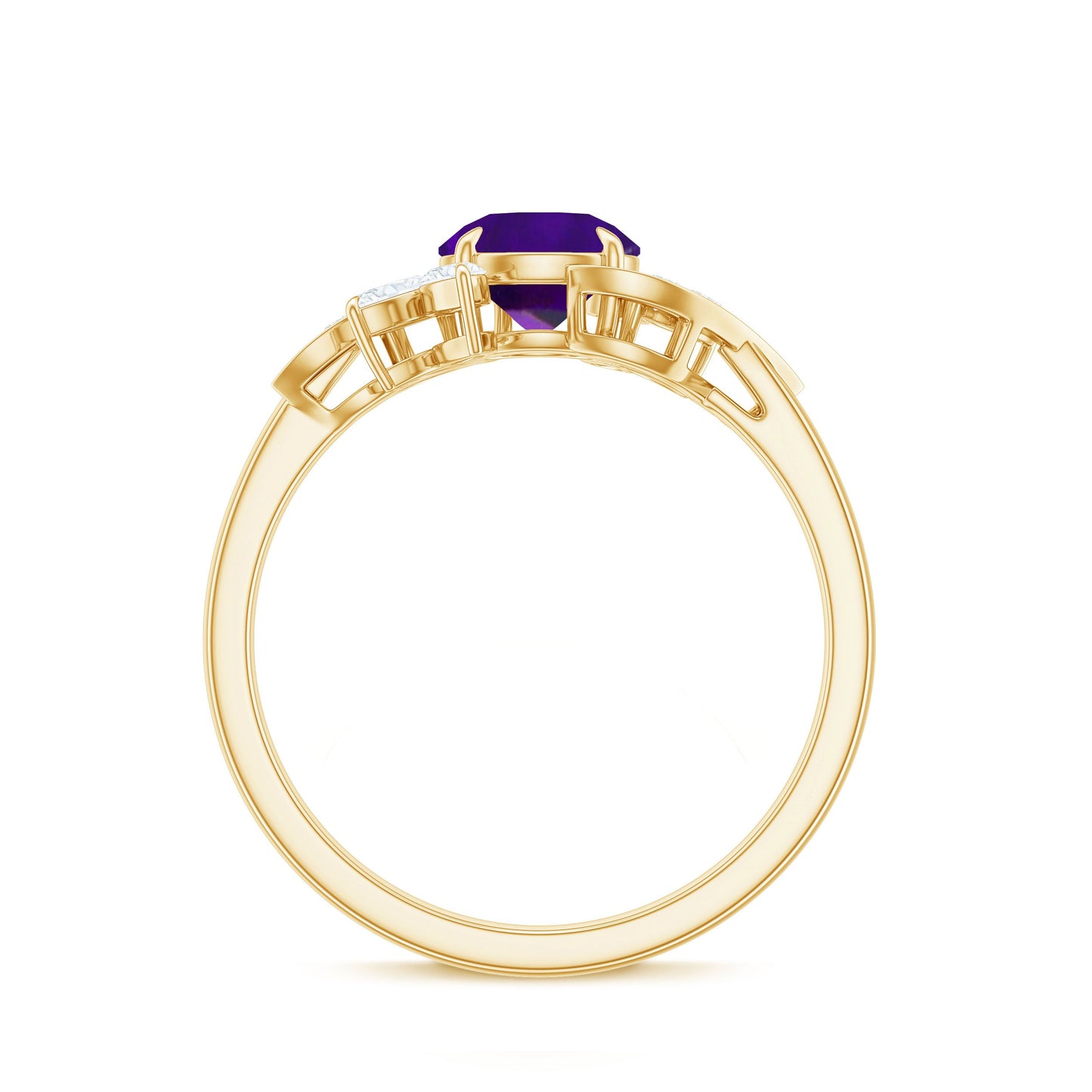 1.2 Carat Nature Inspired Amethyst Engagement Ring with Diamond