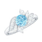 Genuine 0.8 Carat Aquamarine and Diamond Flower Engagement Ring
