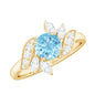 Genuine 0.8 Carat Aquamarine and Diamond Flower Engagement Ring