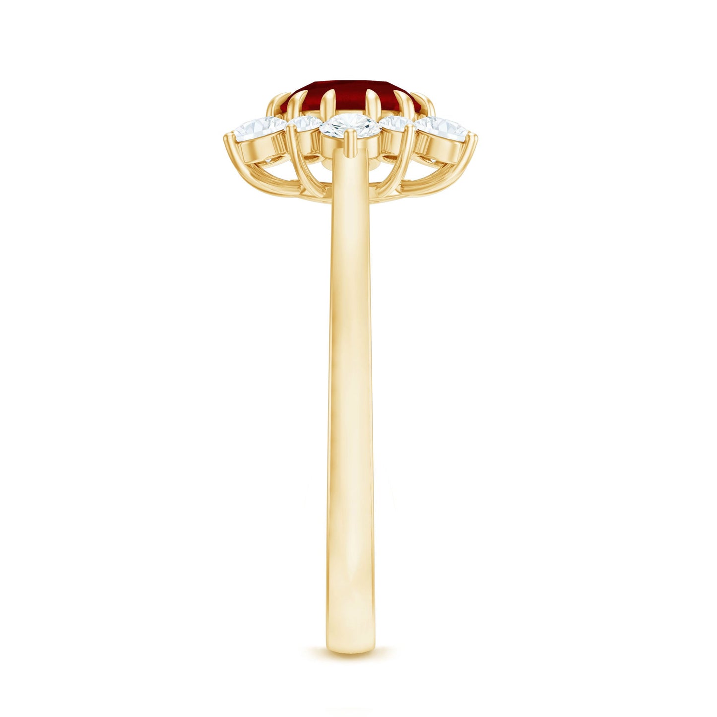 Claw Set Lab Grown Ruby and Diamond Halo Engagement Ring