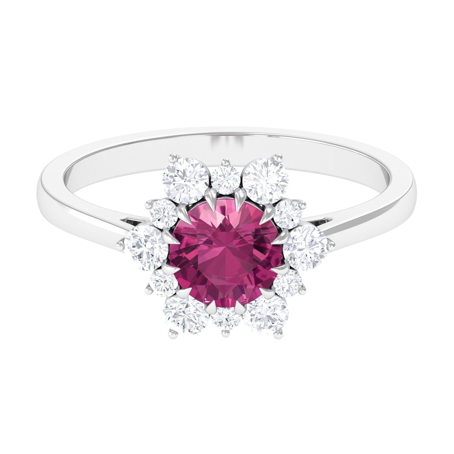 1.2 Carat Pink Tourmaline and Diamond Halo Engagement Ring