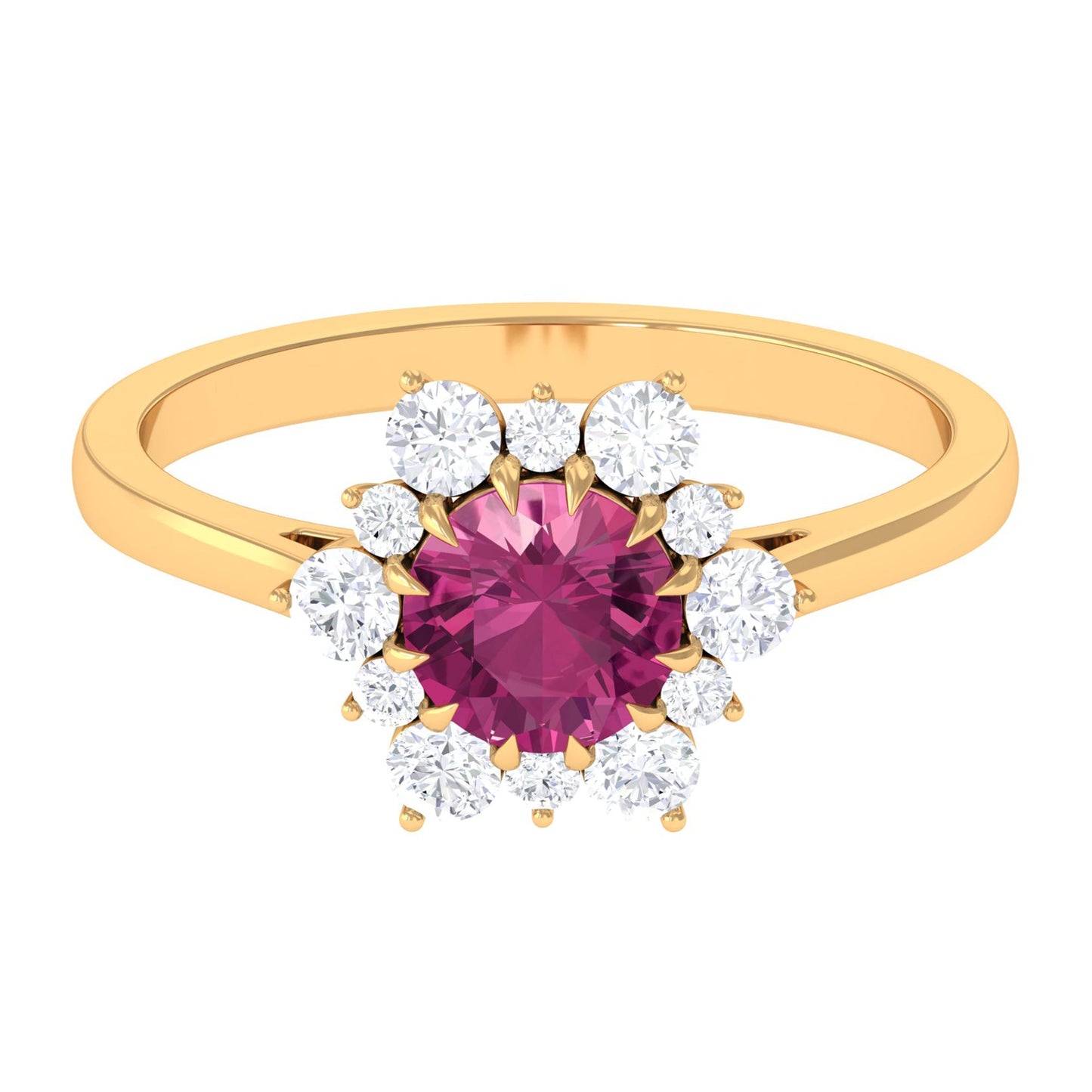 1.2 Carat Pink Tourmaline and Diamond Halo Engagement Ring