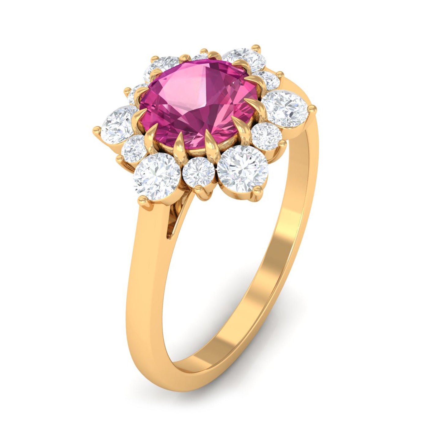 1.2 Carat Pink Tourmaline and Diamond Halo Engagement Ring