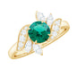 Nature Inspired Lab Grown Emerald Engagement Ring with Diamond