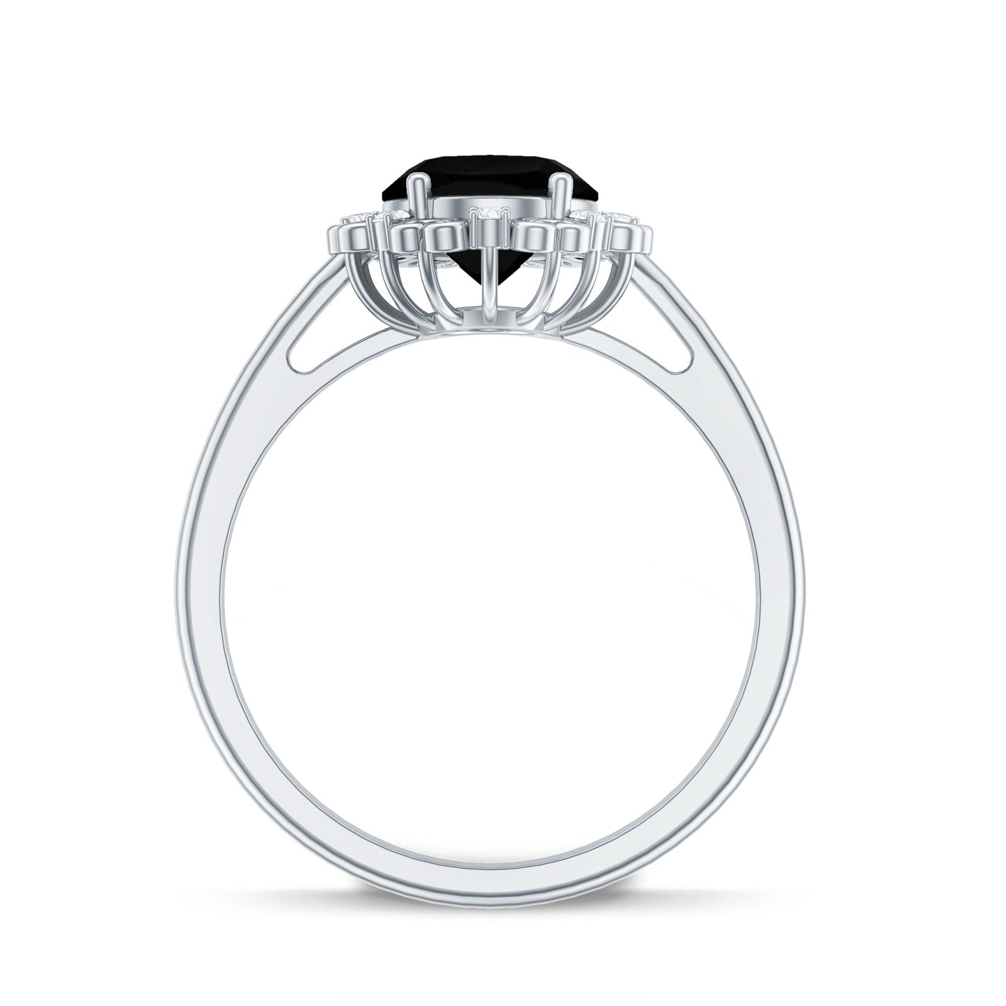Lab Grown Black Diamond Oval Engagement Ring with Diamond