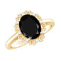 Lab Grown Black Diamond Oval Engagement Ring with Diamond