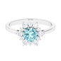 Natural 0.8 CT Aquamarine Statement Engagement Ring with Diamond Halo