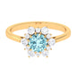 Natural 0.8 CT Aquamarine Statement Engagement Ring with Diamond Halo