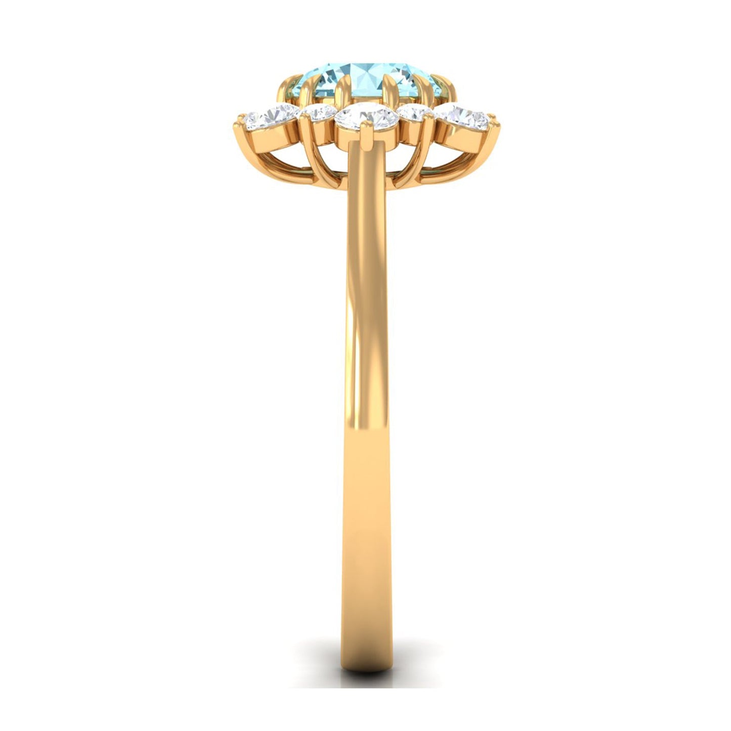 Natural 0.8 CT Aquamarine Statement Engagement Ring with Diamond Halo