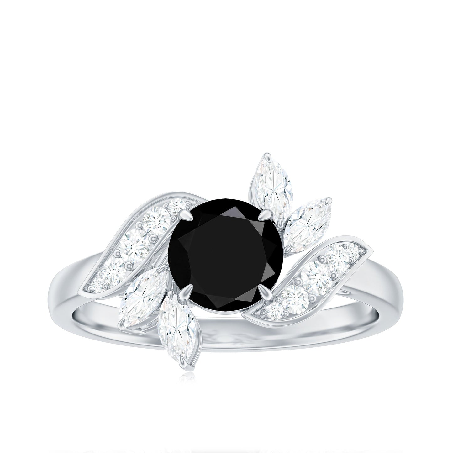 Nature Inspired 2 Carat Lab Grown Black and White Diamond Engagement Ring for Women