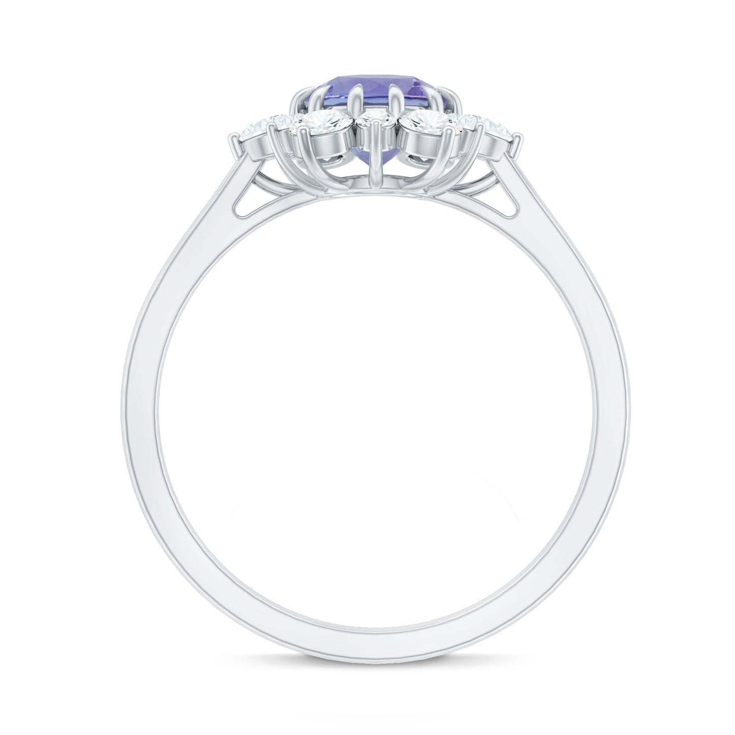Natural Tanzanite and Diamond Engagement Ring with Claw Setting