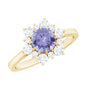 Natural Tanzanite and Diamond Engagement Ring with Claw Setting