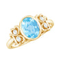 Natural 1 Carat Oval Aquamarine Statement Engagement Ring with Diamond
