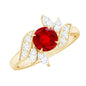 Certified Lab Grown Ruby and Diamond Flower Engagement Ring