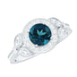 Vintage Inspired London Blue Topaz Engagement Ring with Diamond Halo